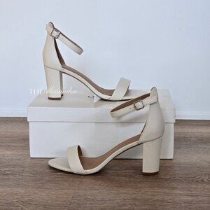 Quince Italian Leather 65mm Block Heel Bone Color Women’s Size 8 New with Box